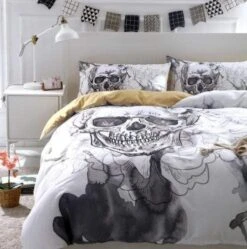 Flowers Skull Duvet Bed Cover