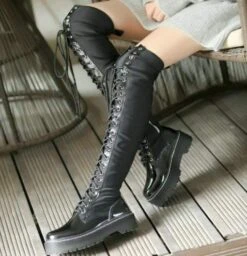 ELECTRA Black Lace Up Over The Knee Boots -Gothic Clothing Store Screenshot 37 7e4950c5 3607 49a9 b3e9 813d182c1677