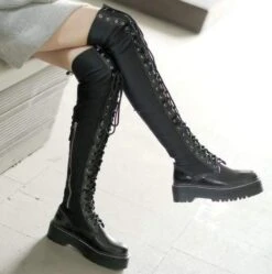 ELECTRA Black Lace Up Over The Knee Boots -Gothic Clothing Store Screenshot 38 7e82fcf4 e22e 4b01 98ce 21f312d8537a