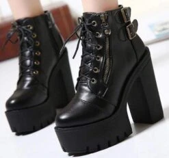 RIOT Gothic Lace Up Platform Boots