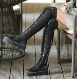ELECTRA Black Lace Up Over The Knee Boots -Gothic Clothing Store Screenshot 42 e2b4838a c0e8 4f3c 9cc7 01ca12779ad0