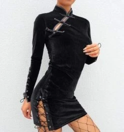 Gothic Buckle Lace Up Velvet Dress -Gothic Clothing Store Screenshot 6 a2d98181 193b 4eb0 b17d be2122c77ad6