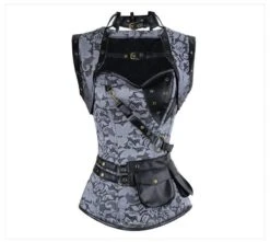 Gothic/SP Tribulations Steel Boned Corset -Gothic Clothing Store Silver