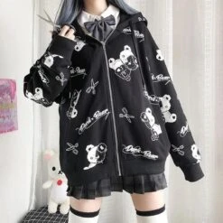 Dark Bear Kawaii Hoodie -Gothic Clothing Store Sudadera g tica con capucha para mujer ropa de terciopelo a la moda Oto o Preppy.jpg Q90.jpg 3