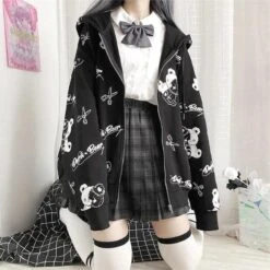 Dark Bear Kawaii Hoodie -Gothic Clothing Store Sudadera g tica con capucha para mujer ropa de terciopelo a la moda Oto o Preppy.jpg Q90.jpg 5