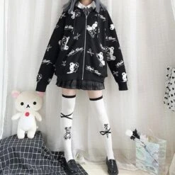 Dark Bear Kawaii Hoodie -Gothic Clothing Store Sudadera g tica con capucha para mujer ropa de terciopelo a la moda Oto o Preppy jpg Q90 jpg