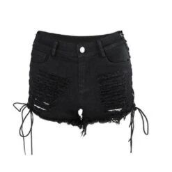 Lace Up Torn Black Short -Gothic Clothing Store Untitled design 13