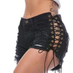 Lace Up Torn Black Short -Gothic Clothing Store Untitled design 14