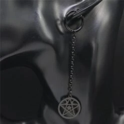 Wicca Star Lock Earrings -Gothic Clothing Store Witch pendientes de acero inoxidable para mujer aretes largos negros pentagrama joyer a acero inoxidable E613015.jpg Q90.jpg 4