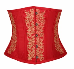 Red Embroidery Flower Corset -Gothic Clothing Store a2