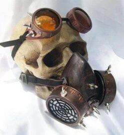 STEAMPUNK Nuclear Fall Out Spiked Respirator Gas Mask & Goggles -Gothic Clothing Store mask goggles