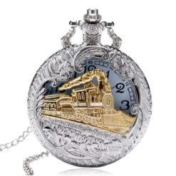 Gold Train Steampunk Necklace