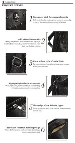 Skull Face Studded Purse -Gothic Clothing Store product image 123552041