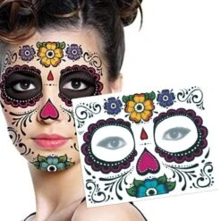 Day Of The Dead Temporary Skull Face Tatts -Gothic Clothing Store product image 456685922