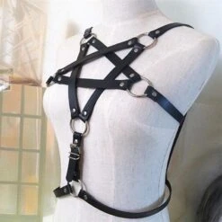 Pentagram Leather Harness -Gothic Clothing Store product image 887624321
