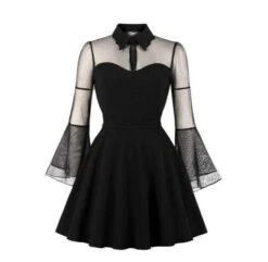 Gothic Flare Sleeve Draped Mini Dress -Gothic Clothing Store snip 20181008162311