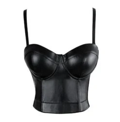 Gothic Faux Leather Bustier Crop Top -Gothic Clothing Store snip 20181015171919