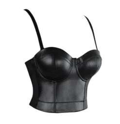 Gothic Faux Leather Bustier Crop Top -Gothic Clothing Store snip 20181015172306