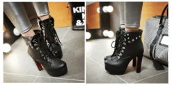 FIFI Lace-Up Heel Boots -Gothic Clothing Store try3